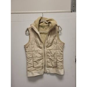 Carolyn Taylor Womens Vest M Cream Sherpa Lined Padded Sleeveless Full Zip Coat